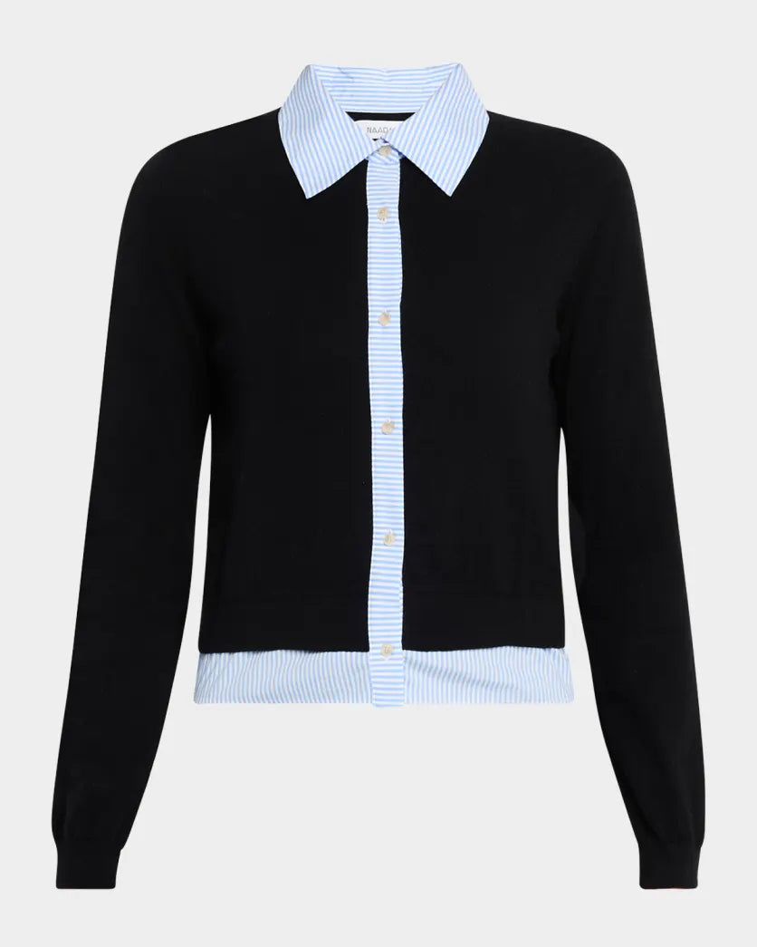 TS Naadam Mixed Media Collared Cardigan