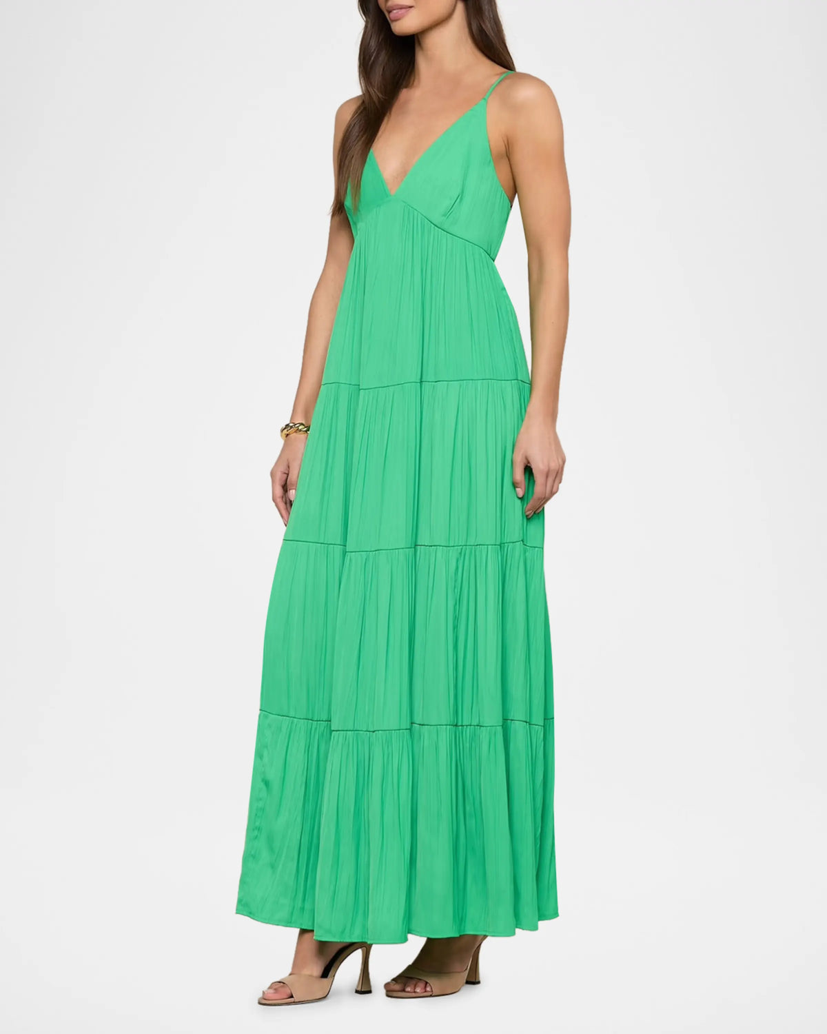 Lagence TS Lua Tiered Satin Maxi Dress