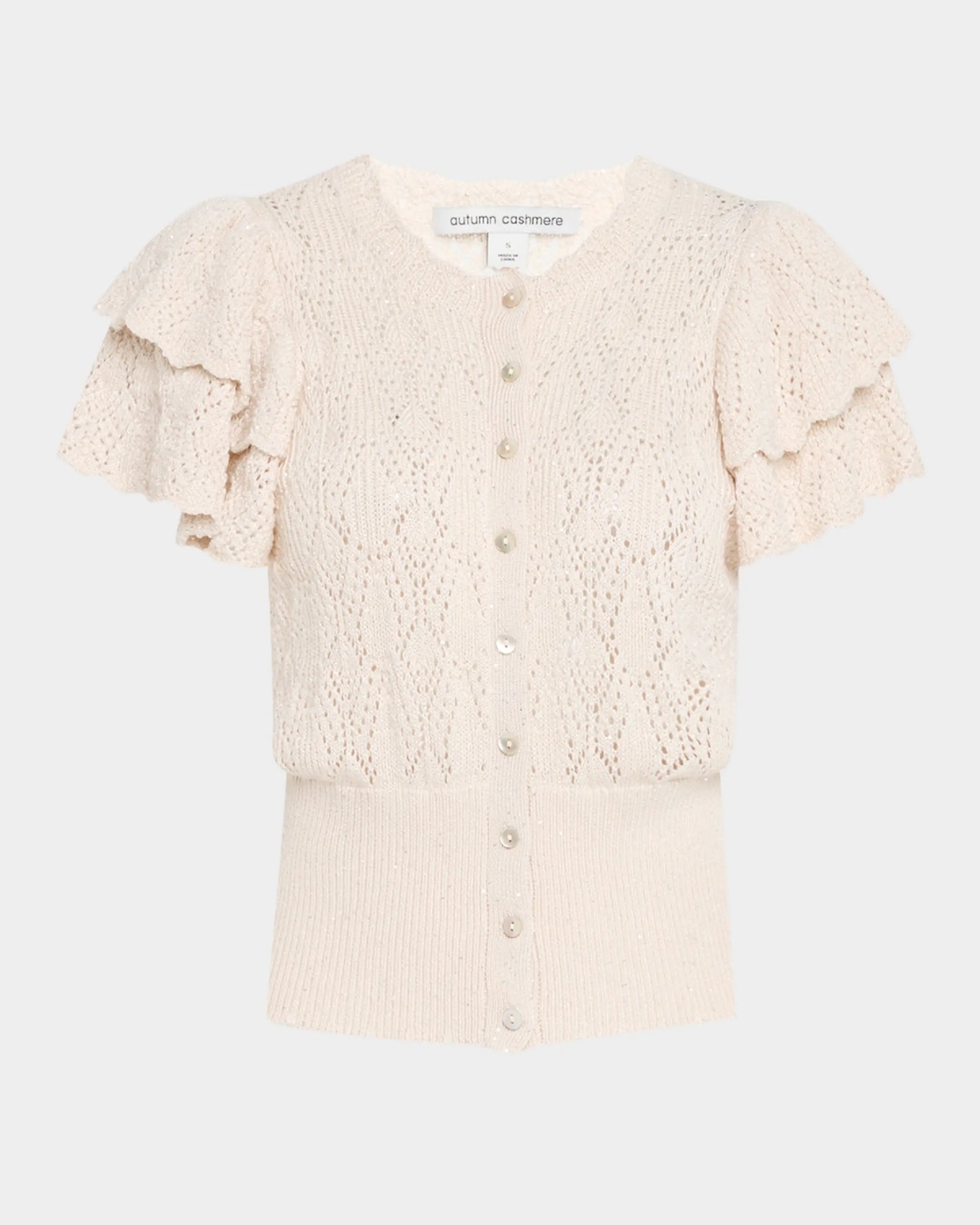 Autumn Cashmere Ruffle Sleeve Cardigan