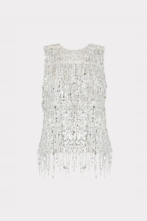 Milly Ts Royce Fringe Sequin Top