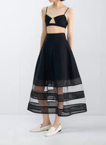 RVN Pick Stitch Jacquard Knitted Midi Skirt