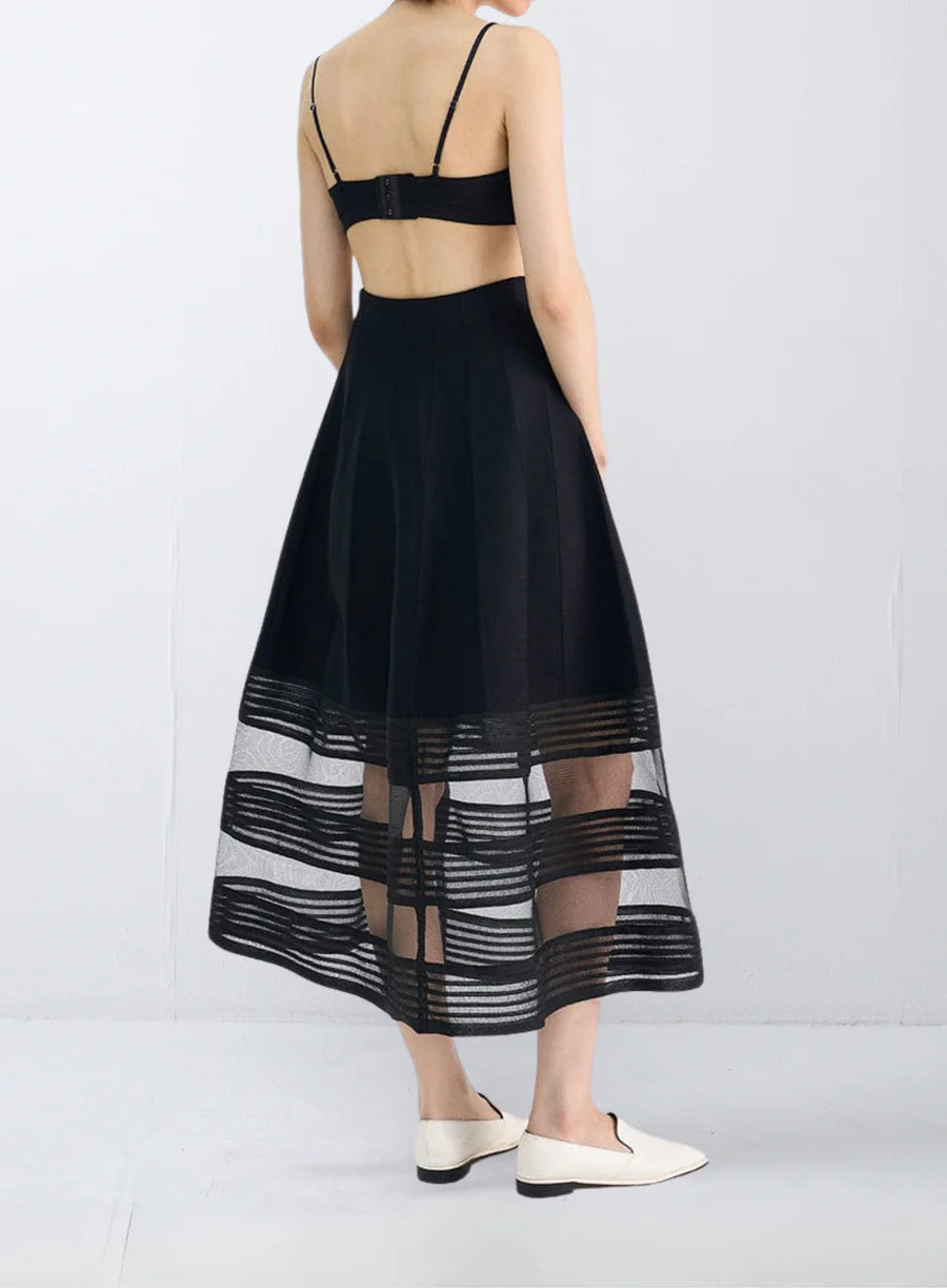 RVN Pick Stitch Jacquard Knitted Midi Skirt