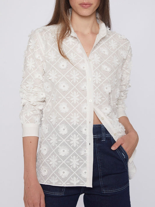 Vilagallo White Embroidered Nadine Shirt