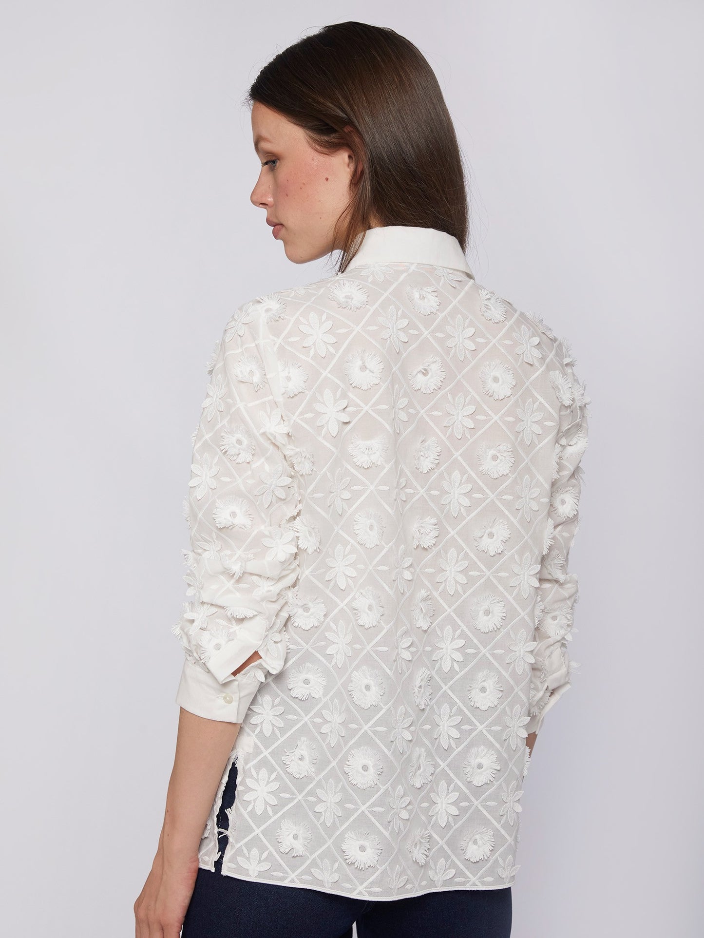 Vilagallo White Embroidered Nadine Shirt
