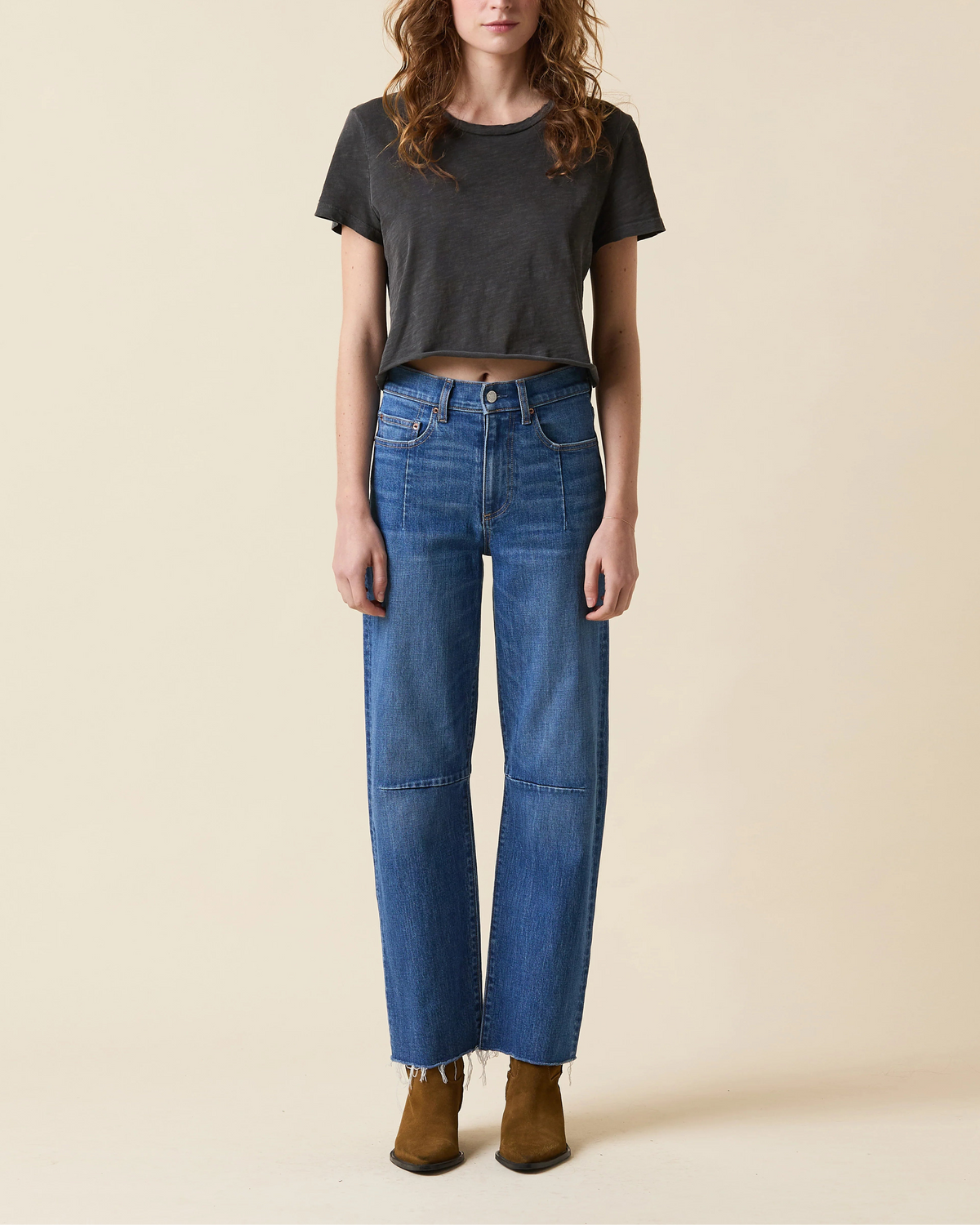 Le Jean Pixie Ankle Fray Mid RIse Jeans