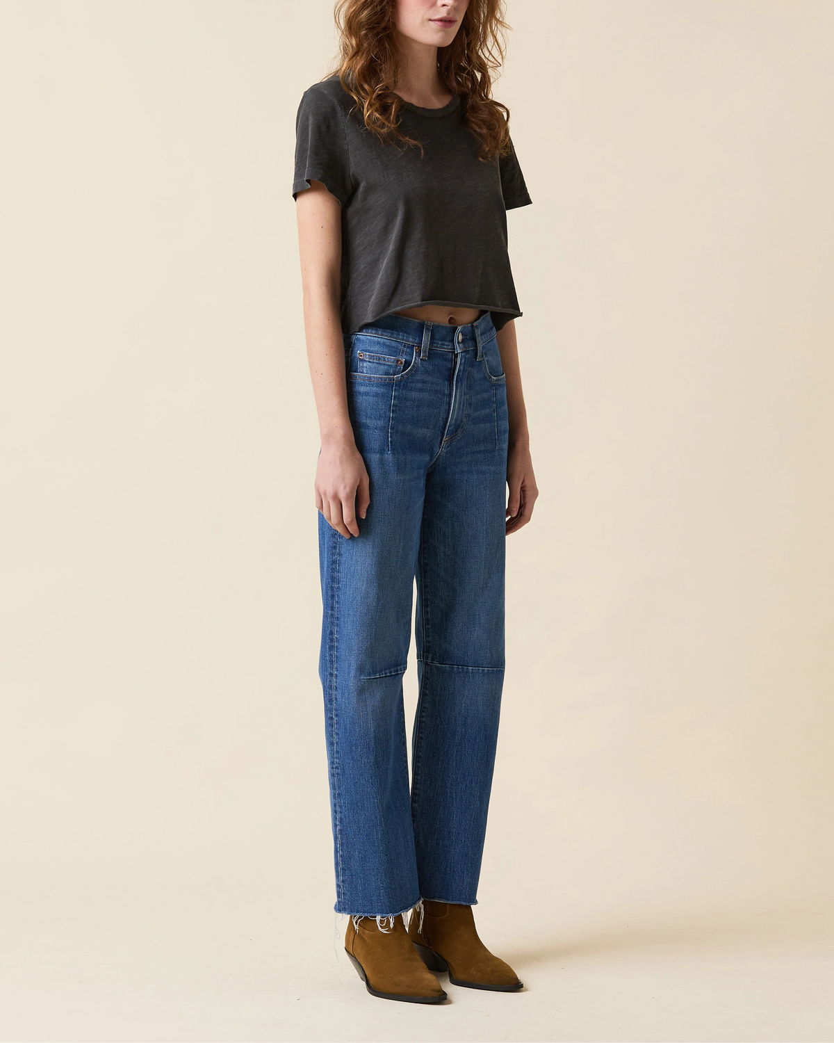 Le Jean Pixie Ankle Fray Mid RIse Jeans