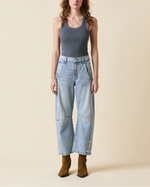 Le Jean Studded Frankie Midrise Barrel Jeans