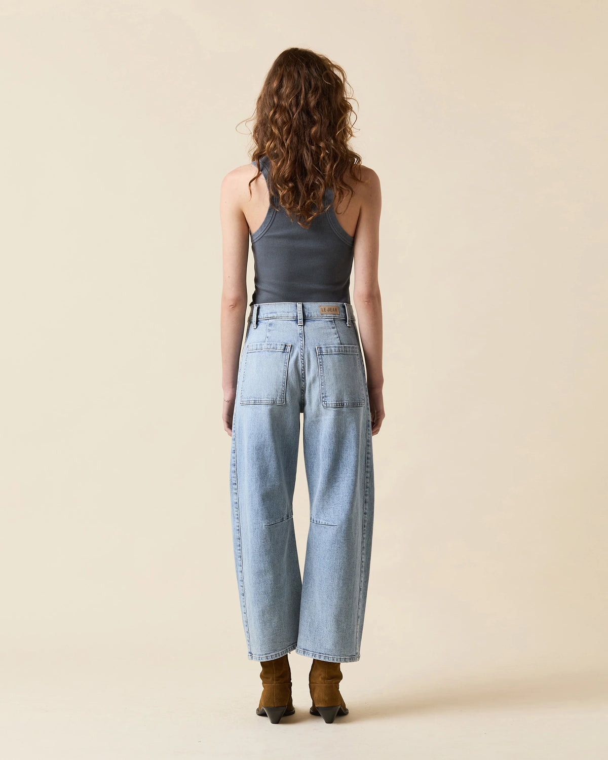 Le Jean Studded Frankie Midrise Barrel Jeans