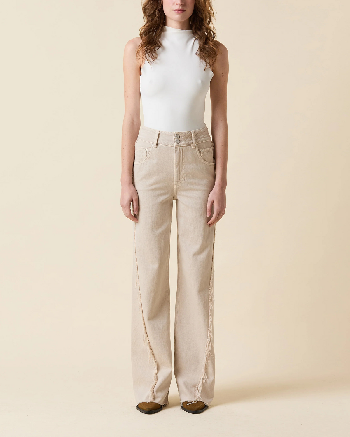 Le Jean Libra Embroidered Wide Leg Jeans
