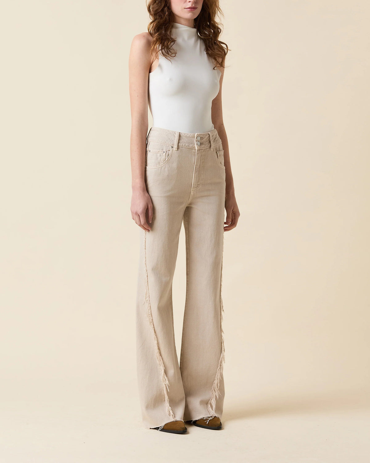 Le Jean Libra Embroidered Wide Leg Jeans