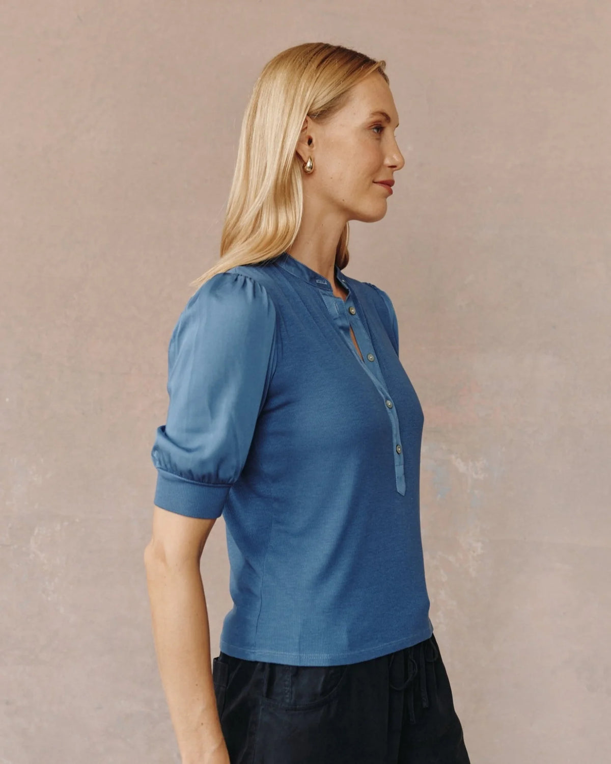 Bella Dahl S/S Placket Mixed Shirt