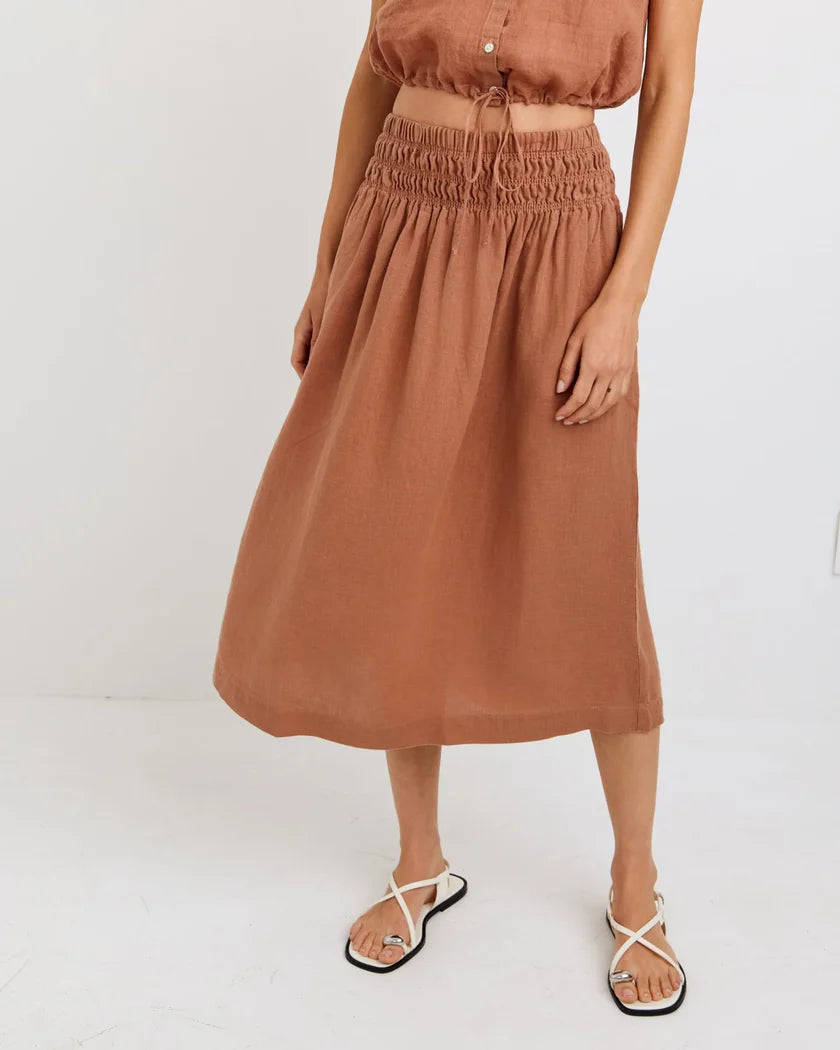 Bella Dahl Smocked Waist Gathered Skirt