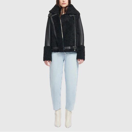 Hiso Ts Soul Curly Shearling Moto Jacket