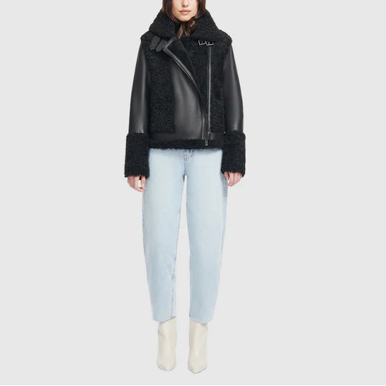 Hiso Ts Soul Curly Shearling Moto Jacket