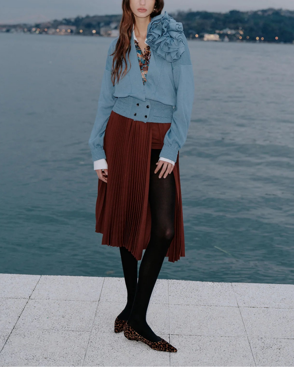 Theo Ts Atlas Pleated High Slit Skirt