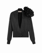 Theo Ts Nomia Ribbed Waist Rosette Cardigan