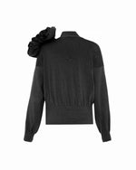 Theo Ts Nomia Ribbed Waist Rosette Cardigan