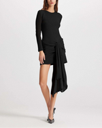 Theo Ts Nomia Sheer Sleeve Drape Front Dress