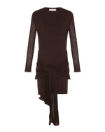 Theo Ts Nomia Sheer Sleeve Drape Front Dress