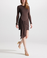 Theo Ts Nomia Sheer Sleeve Drape Front Dress