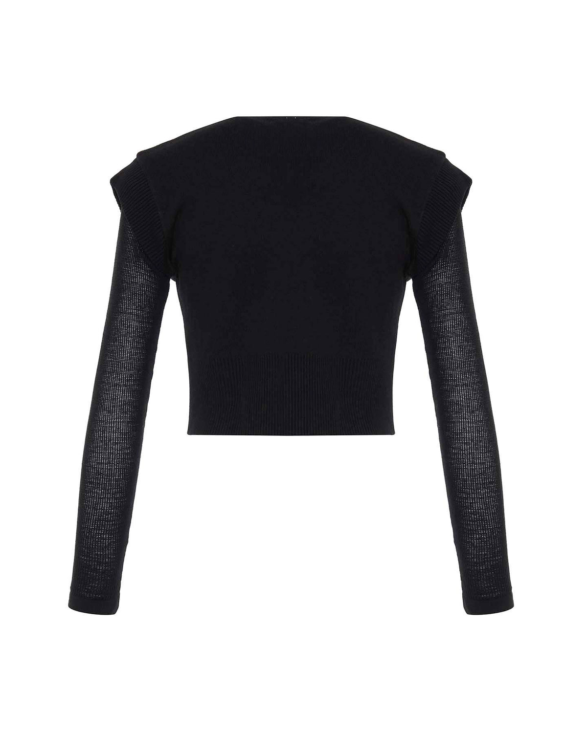 Theo Ts Nomia Sheer Sleeve Crew Neck Sweater