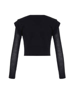 Theo Ts Nomia Sheer Sleeve Crew Neck Sweater