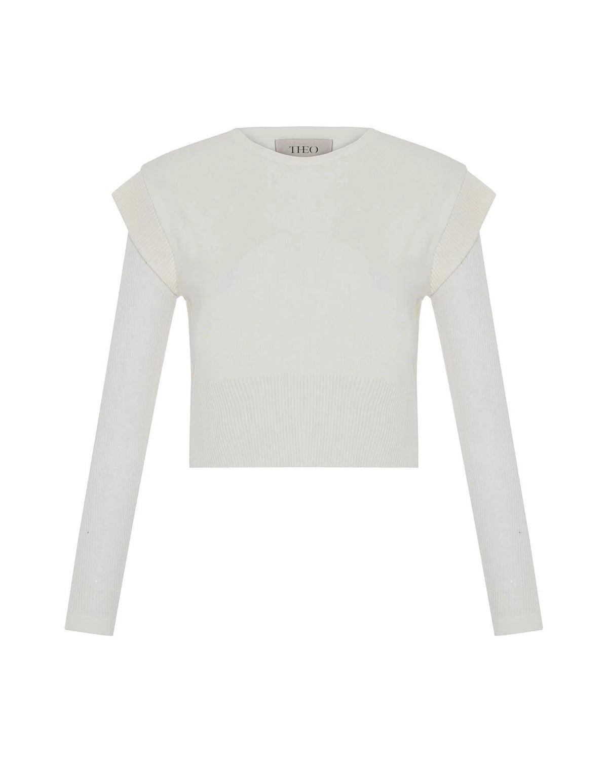 Theo Ts Nomia Sheer Sleeve Crew Neck Sweater