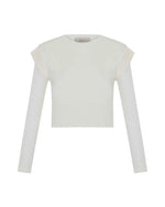 Theo Ts Nomia Sheer Sleeve Crew Neck Sweater
