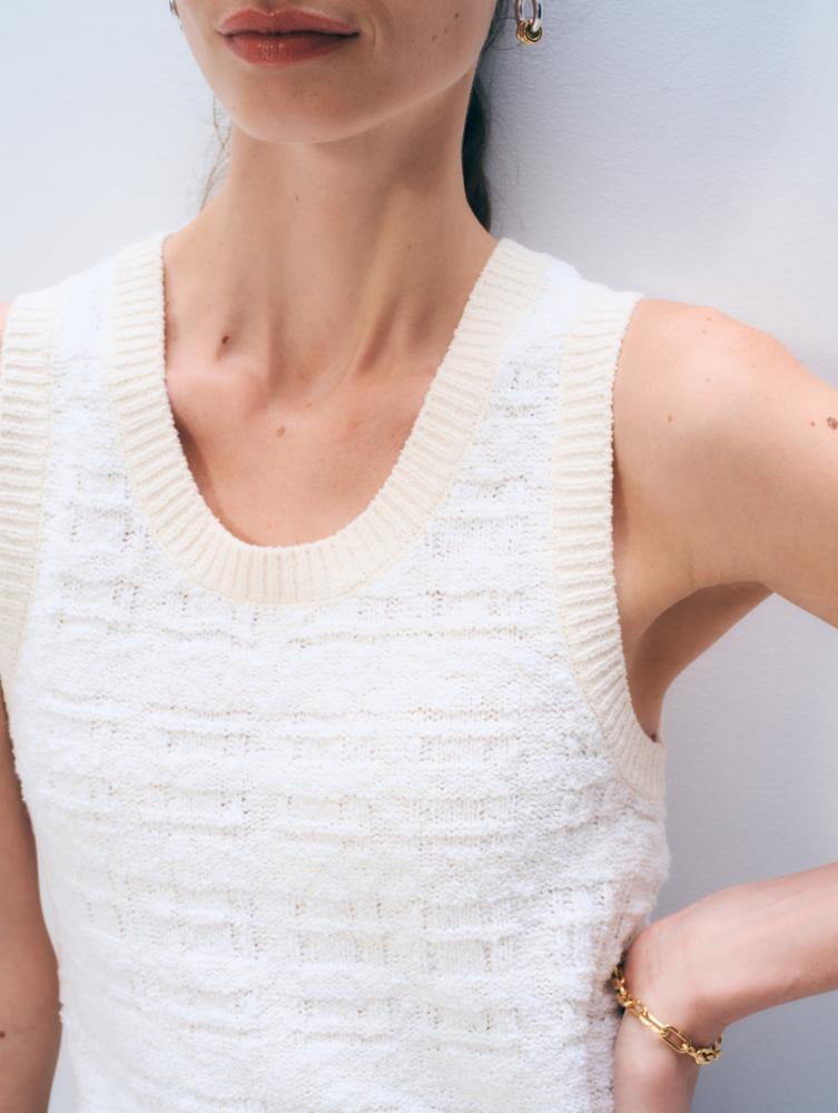 White & Warren Boucle Textured Tank Top