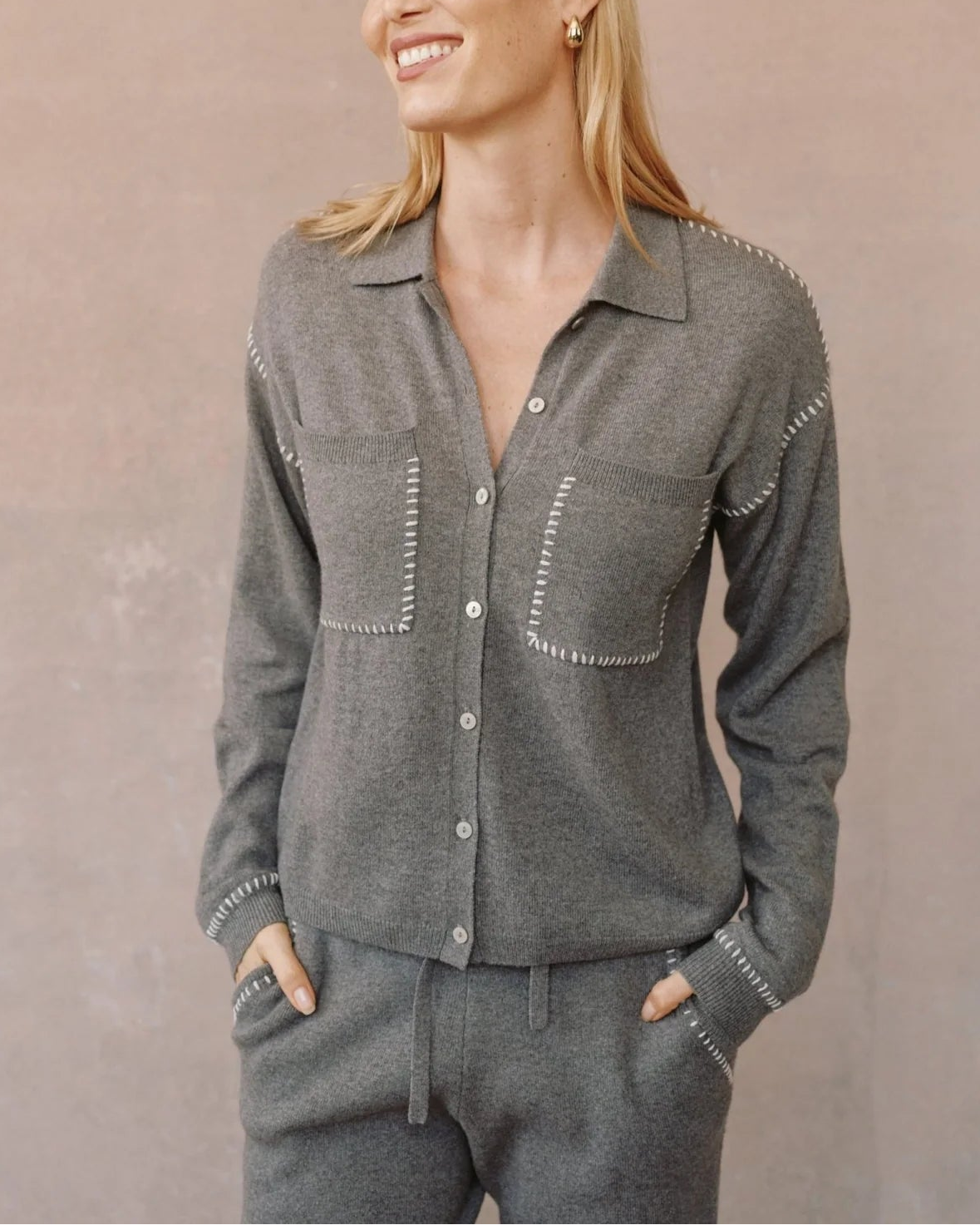 Bella Dahl Whip Stitch Dbl Pocket Sweater