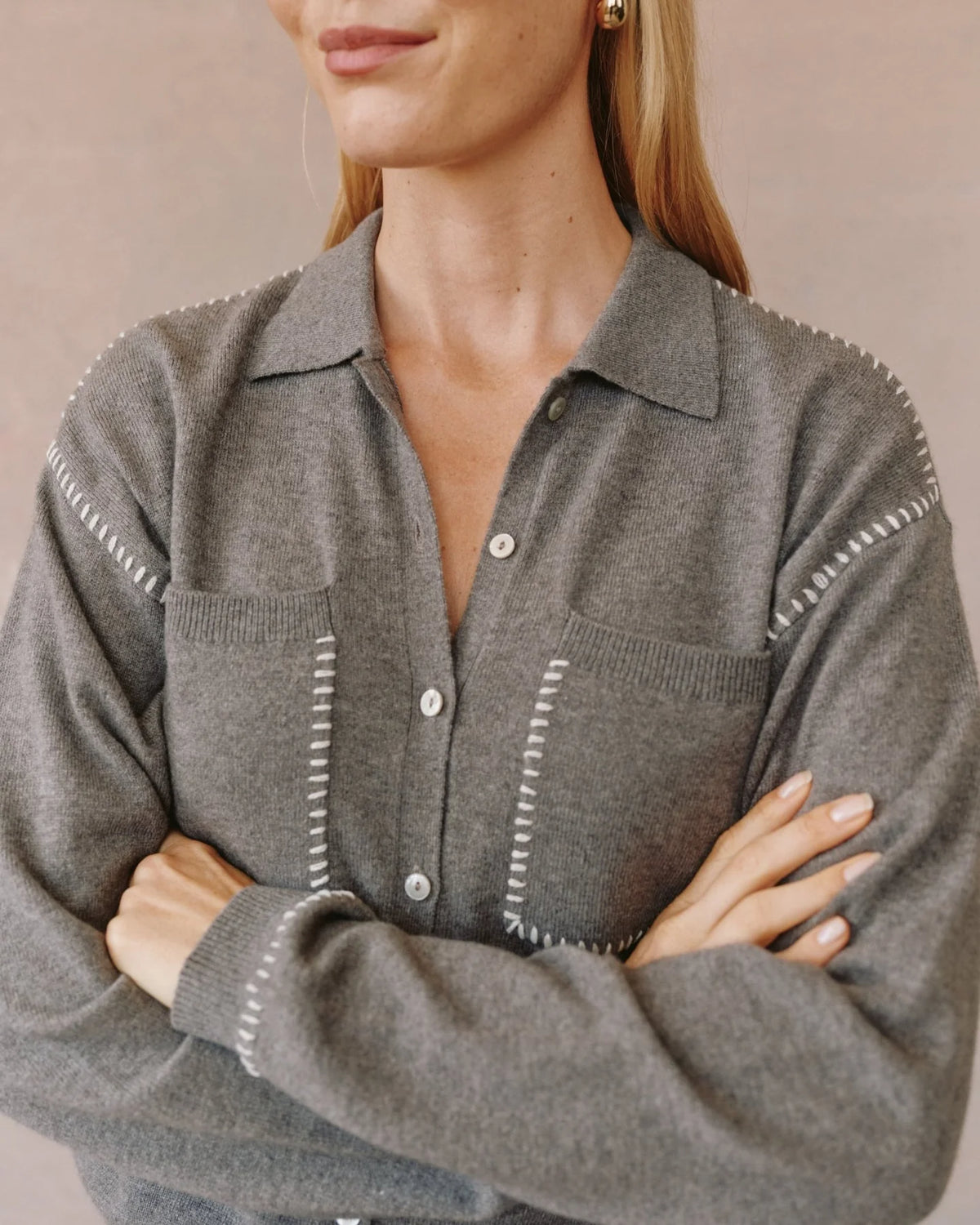 Bella Dahl Whip Stitch Dbl Pocket Sweater