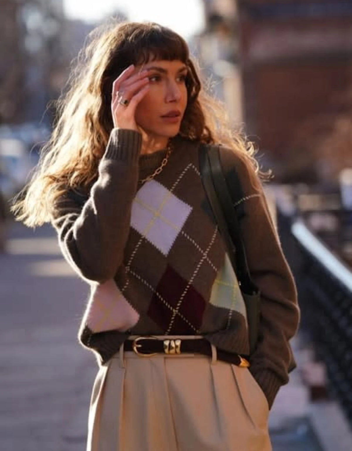 White + Warren Cashmere Argyle Crew