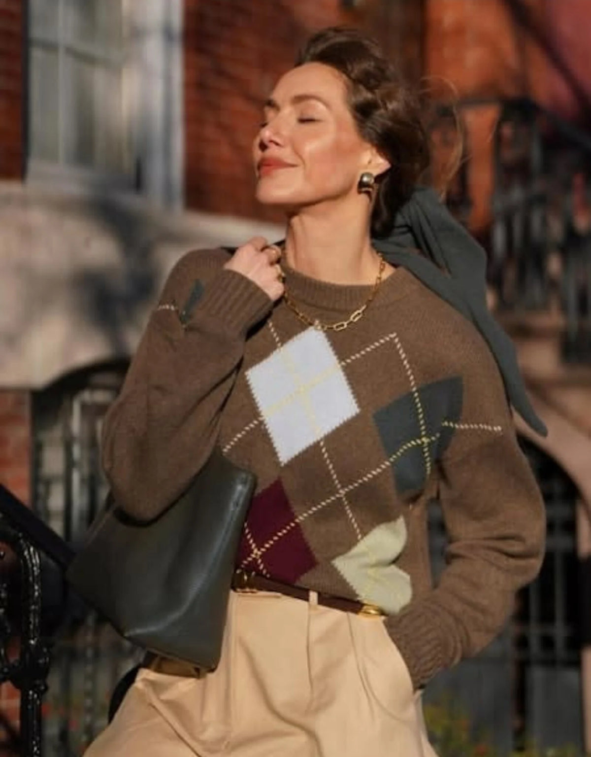 White + Warren Cashmere Argyle Crew
