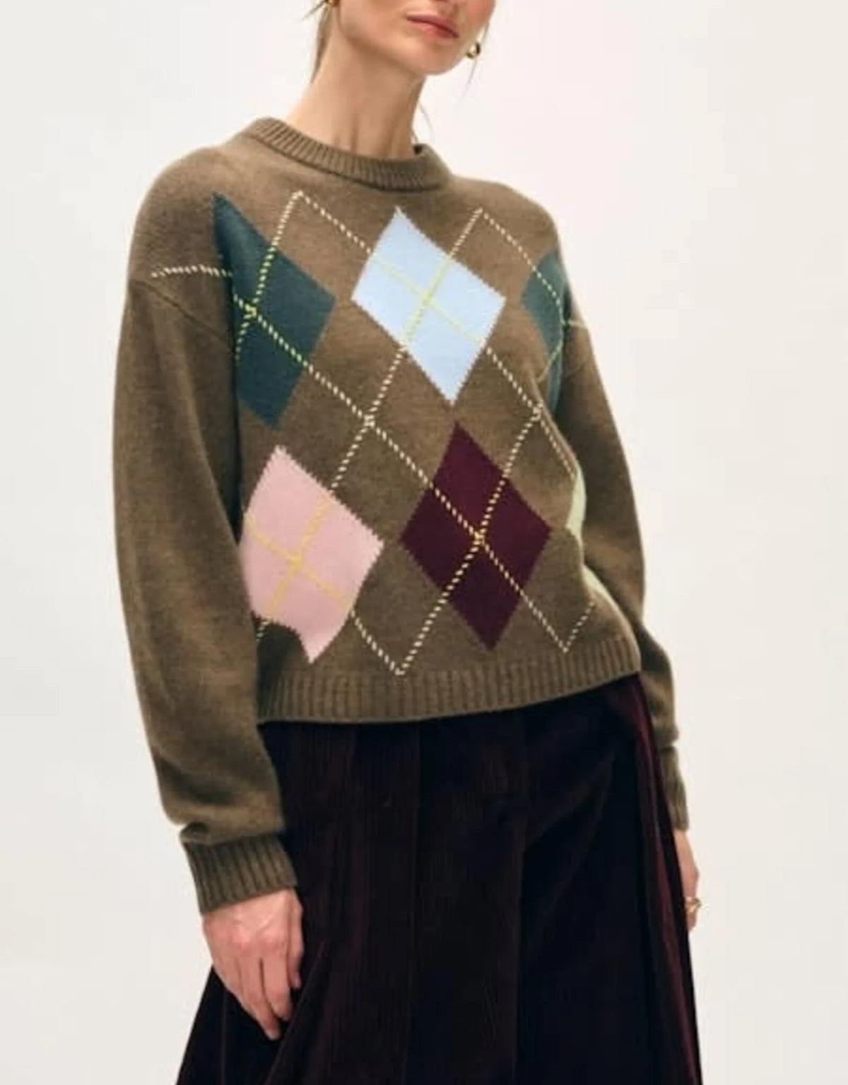 White + Warren Cashmere Argyle Crew