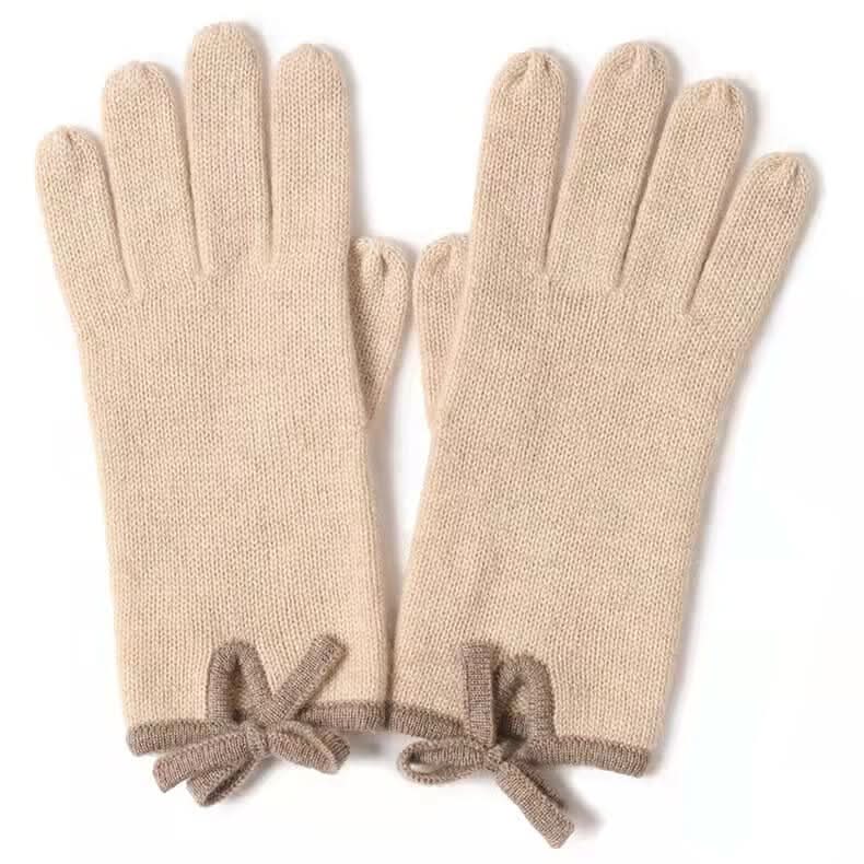 Roberta Bianca Cashmere Bow Gloves