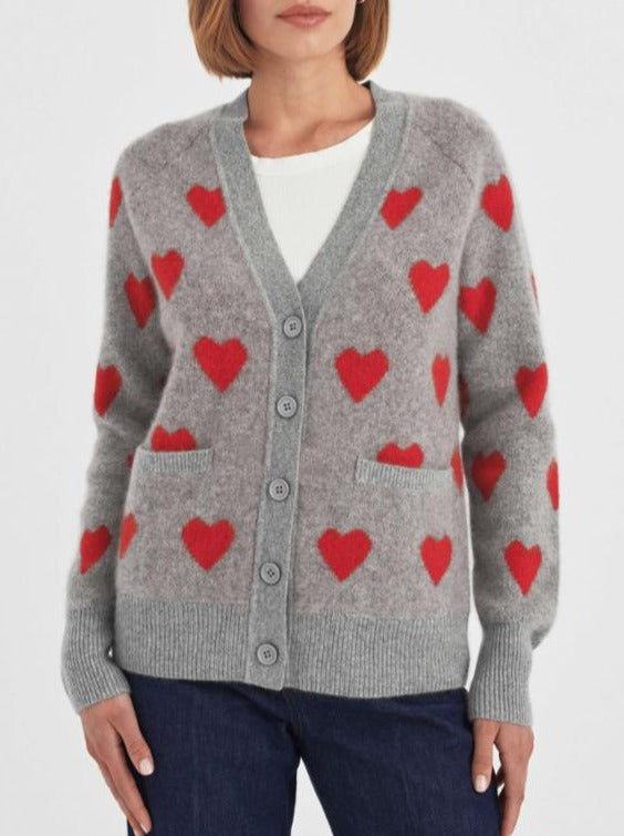 Brushed Heart Cashmere Cardigan