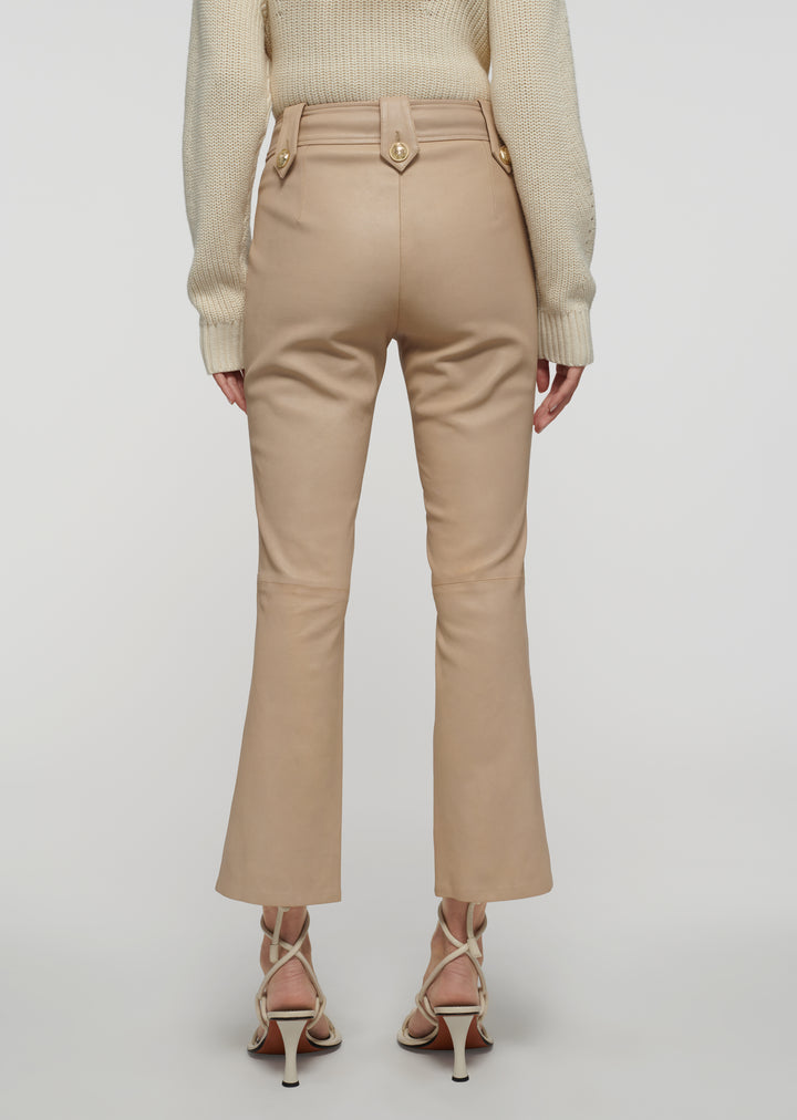 Greyven Porterfield Crop Pintuck Flare Pants - Desert Tan | Garmentory
